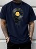 Unisex White Crew Neck Tee Vinyl Record Water Reflection Print Loose Oversized Short Sleeve Unisexs Streetwear Summer Casual Basic Top