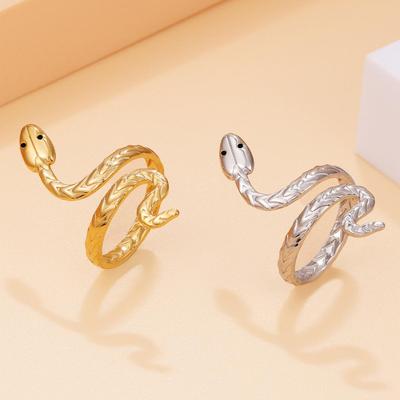 Unisex Snake-Shaped Stainless Steel Punk Ring – Bold Hip Hop Style