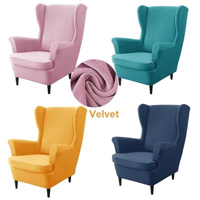 Copripoltrona Wingback in velluto Copripoltrona Wing Stretch con cuscino di seduta Copridivano elastico Copridivano tinta unita