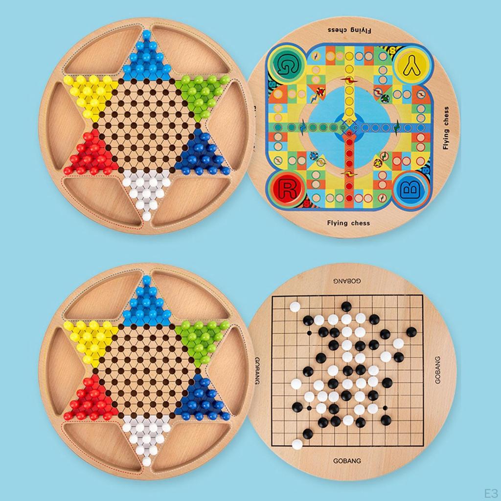 Chinese Checker Wooden Educational Board Checkers Family Game Pieces