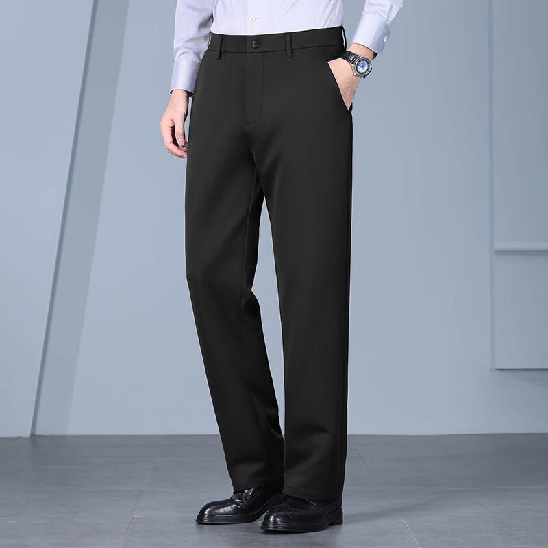 Men's Wool-Silk Blend Thickened Straight-Leg Trousers