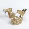 2025 Europe and America 15cm high-heeled sandals luxury crystal sequins sexy hollow cool slippers high heels LFD-3640-A2