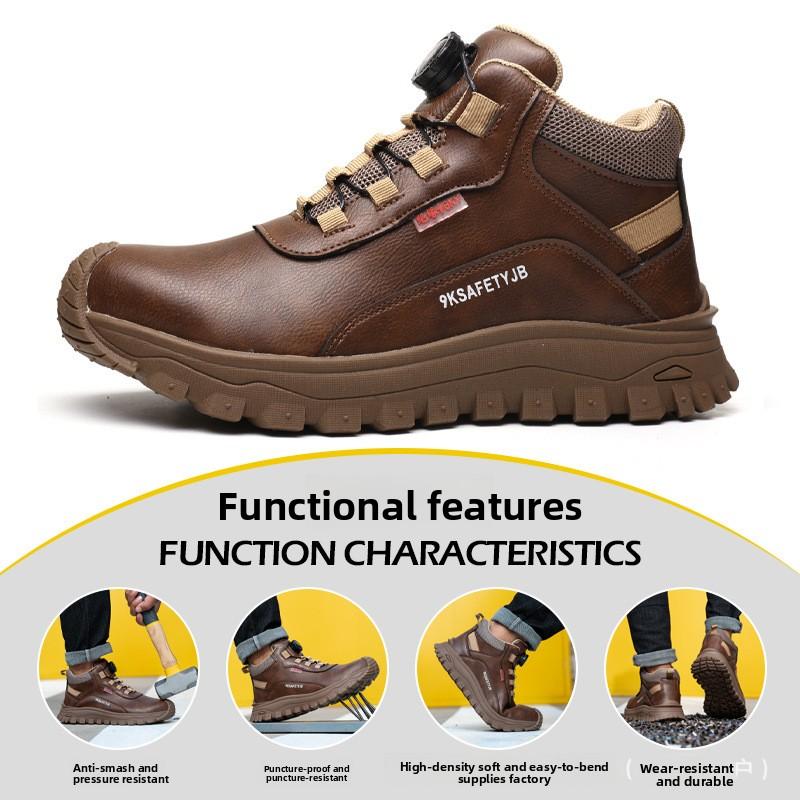 Men's Safety Shoes Steel Toe Safety Shoes Waterproof Men's Boots Wear-resistant Anti Smashing Working Shoes with Protection