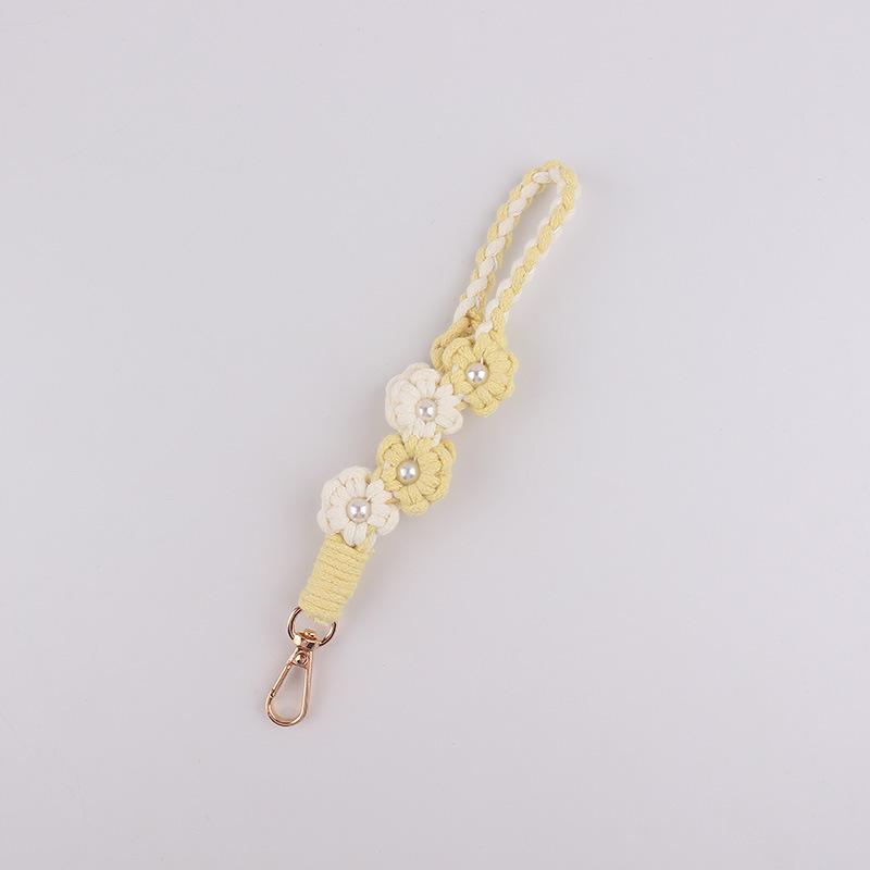 Clothing Footwear Jewelry Handwoven Flower Keychain Boho Phone Strap Anti-Loss Bag Charm Decor