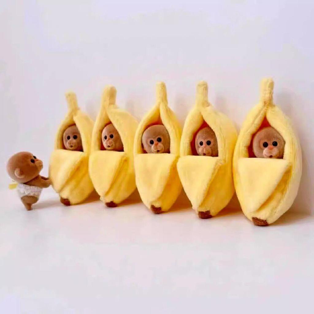 2026 Healing Flocked Monkey Plush Toy: Soft Banana Bed Cushion with Velvet Fabric