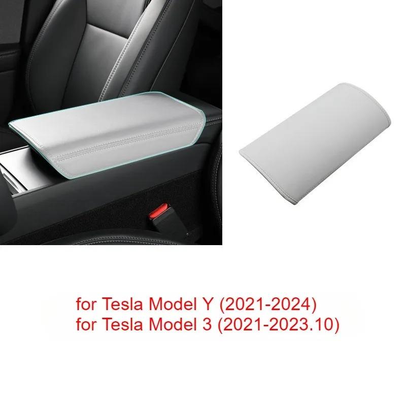 Leather Armrest Cover For Tesla Model 3 Highland Model Y Juniper Central Armrest Protective Pad Cover Car Interior Accessorie