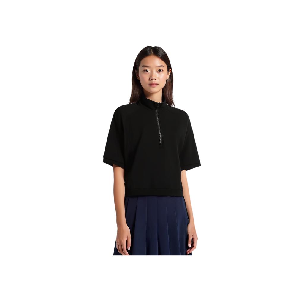 Li-Ning Comfortable Loose Sweat-Absorbing Short Sleeve Polo Shirt Women tops Black APLU720-4