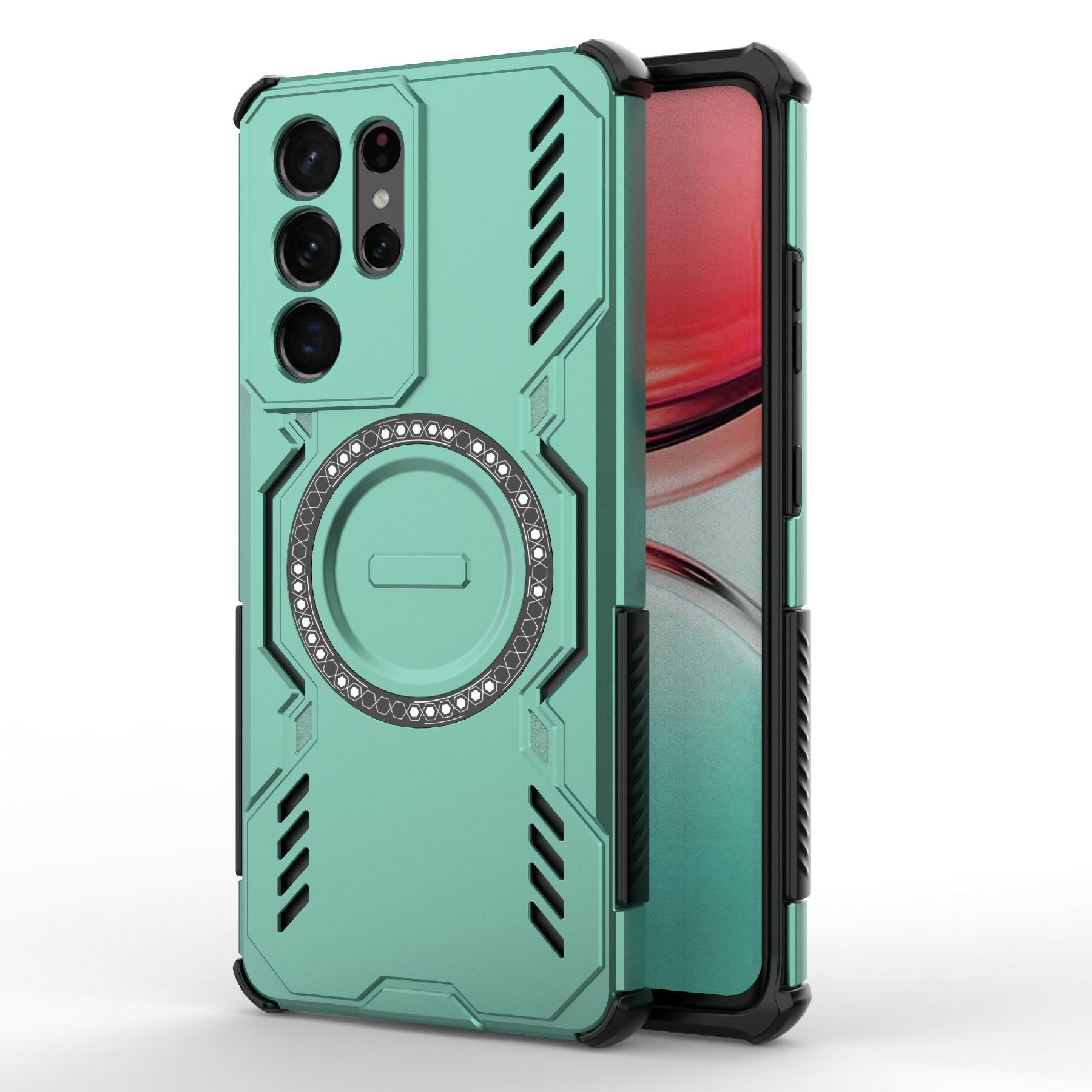 

For Samsung Galaxy S21 Ultra 5G Magnetic Case Butterfly Armor Hollow Heat Dissipation PC + TPU Phone Cover