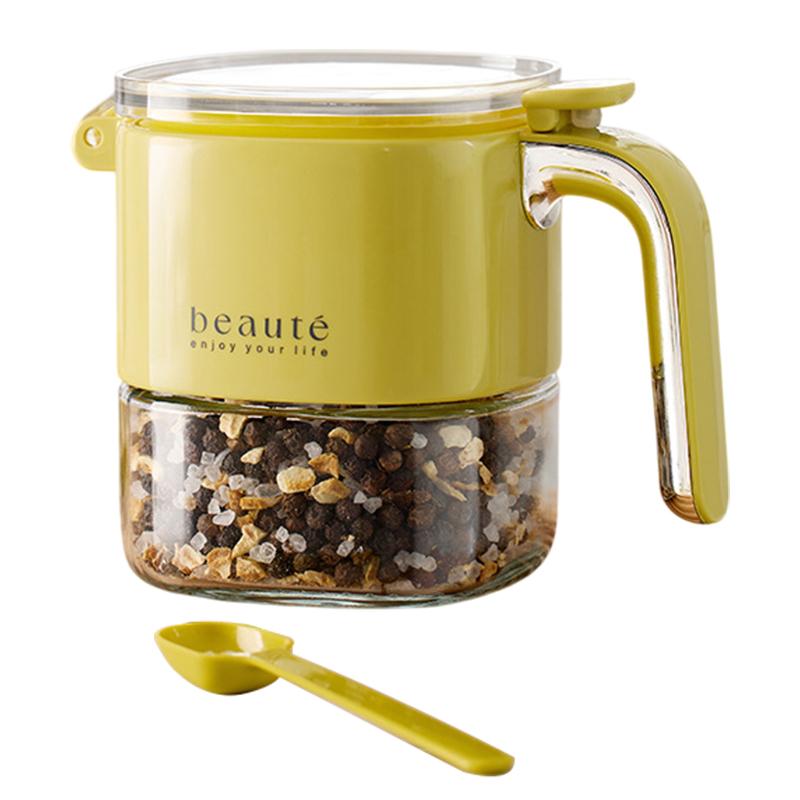 

Кухонная стеклянная емкость для специй, банка для специй, контейнер для хранения с крышкой и ложкой, контейнер для хранения, банка для специй для кухонных принадлежностей для приготовления пищи