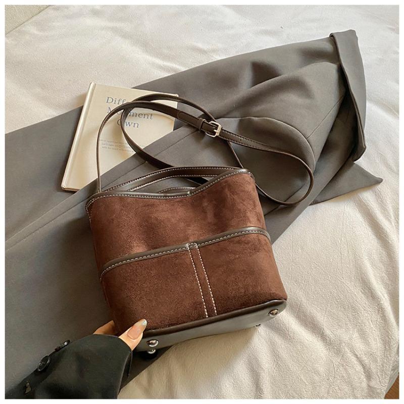 

Retro Handbag, Simple Bucket Bag, Fashionable Single-shoulder Crossbody Bag without pendant