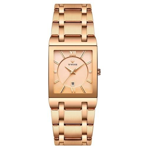 Wwoor Hold Love Square Men'S Steel Strap Watch Quartz Watch Waterproof Business Men