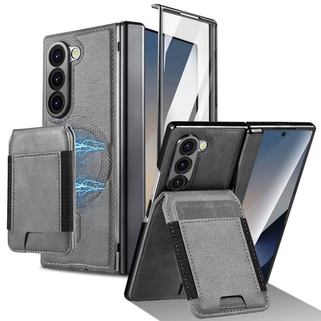 Business Wallet Bracket Tempered Film Integrated Magnetic Full Protection Leather Anti-Fall Phone case for Samsung Z Fold 7 6 5