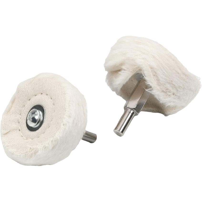 Utoolmart 2-Inch Buffing Polishing Pad Wheel Cotton with 1/4-inch Handle for Manifold Aluminum Stainless Steel Chrome 6 Pcs