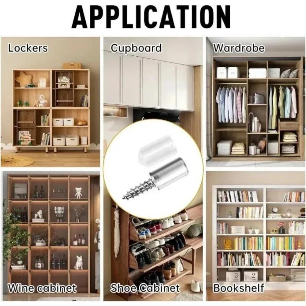 100Pcs Wardrobe Cabinet Glass Partition Nails Cross Self-tapping Screw with Rubber Sleeve Screw Plate Support Partition Bracket