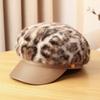 Women S Fashion Versatile Fleece Lined Leopard Print Beret Hat For Autumn Winter