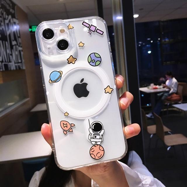 

Милый прозрачный чехол Magsafe с беспроводной зарядкой космонавта для Iphone 14 13 12 11 Pro Max Plus, магнитный силиконовый мягкий чехол For iPhone 14Pro Max