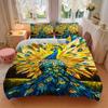 3pcs Peacock StainedGlass Bedding Cover Set, Fashion Classic Popular Print Bedding Set, Soft Comfortable, All Season Use, For Bedroom, Guest Rooma
