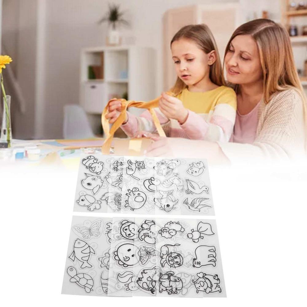 8pcs Different Patterns Shrink Plastic Sheets Colorable Shrink Film Sheets DIY Decoration animal