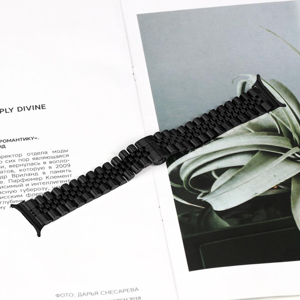 For Samsung Galaxy Watch Ultra 47mm Wrist Band 5-Bead Stainless Steel Butterfly Clasp Watch Strap