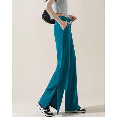 Women's Knitted Drawstring Straight Wide-Leg Pants