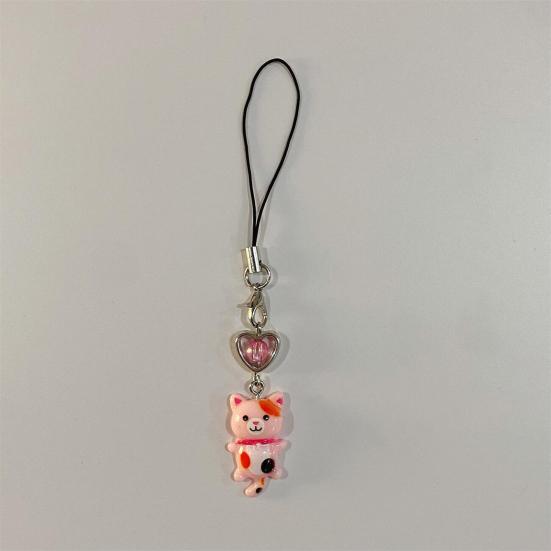 1/6Pcs Keychain Heart Cat Styling Design Keyring Phone Decoration Kitty Phone Charm Multifunctional Charm Key Holder