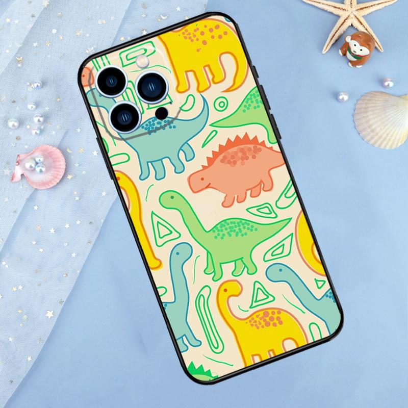 Fun Dinosaur Pattern Dino Case For iPhone 17 Pro Max 16 15 14 12 11 13 Pro Max Plus 12 13 Mini 16e 17 Air Back Cover