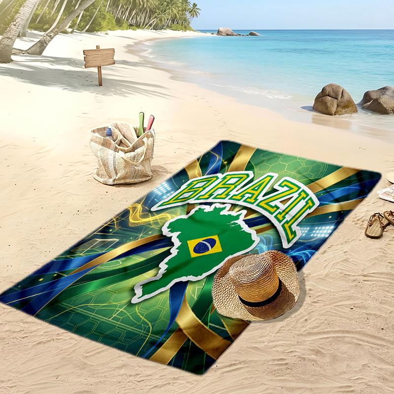 Asciugamano da Spiaggia con Stampa Calcio Brasiliano Asciugatura Rapida Super Assorbente Morbido Asciugamano da Bagno per Nuoto Spiaggia Viaggio Souvenir Regalo