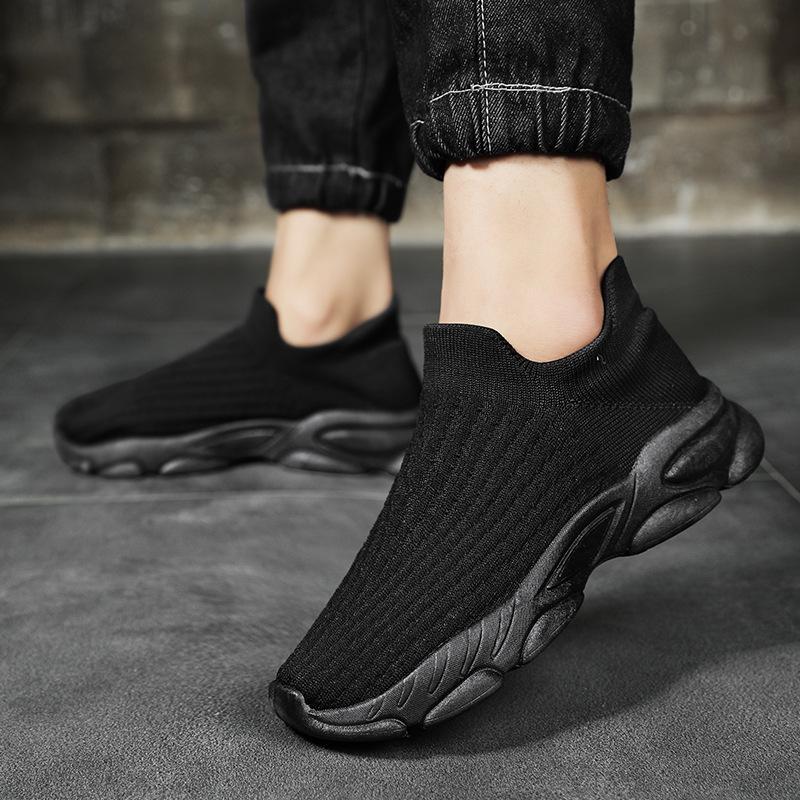 

Summer new mesh breathable casual sports shoes men s lazy one-pedal socks shoes new flying woven shoes men s shoes 39