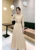 Women Slim Pleated Maxi Dress with Belt Female Streetwear Vintage Dress Tie Front Dress  Robe
