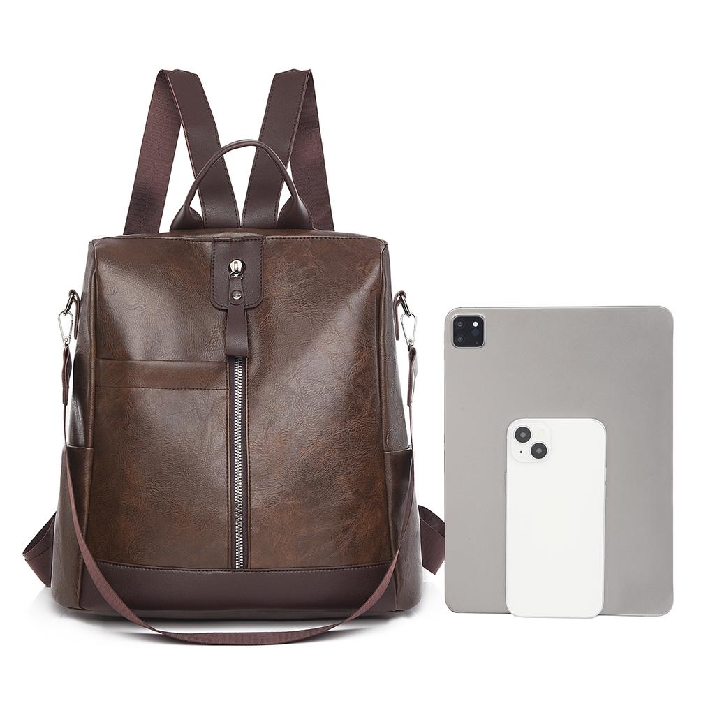 Sac à dos en cuir souple pour femme, sac à dos antivol multifonction