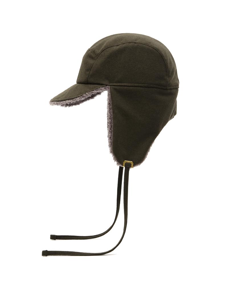 Eondeokeonteulolseutyudio Winter Reversible Fur Hat Trapper Hat / Reverse Fur / Flannel Olive
