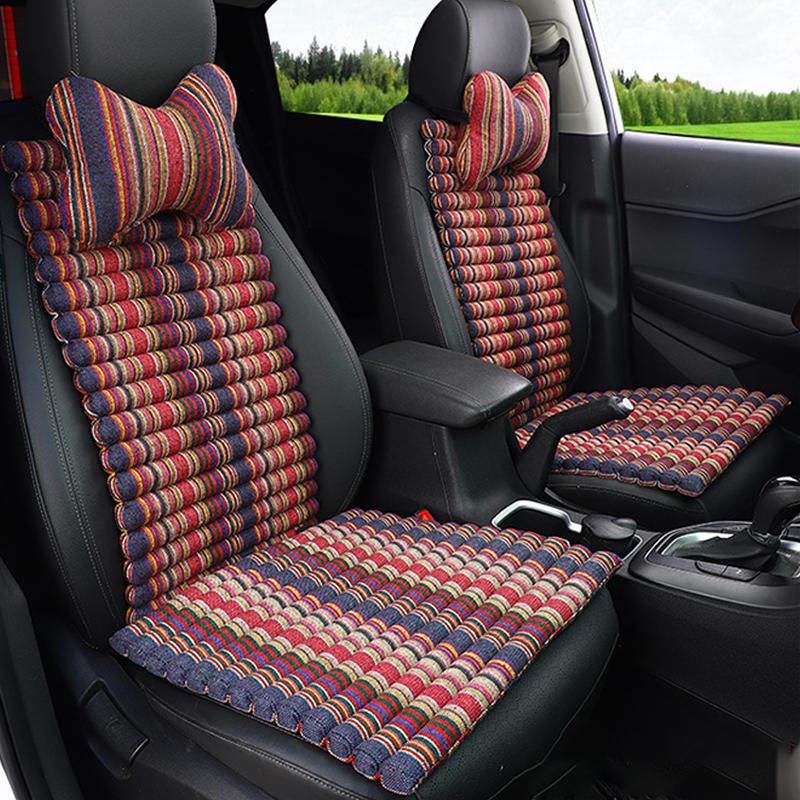 Autositzbezug im böhmischen ethnischen Stil, atmungsaktives Leinen, universelles Autokissen, Fahrzeuginnenraummodellierung für vier Jahreszeiten