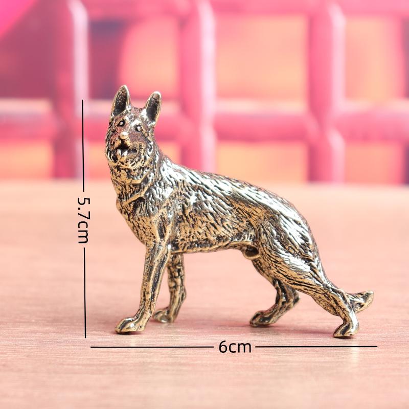 Vintage Kupfer Glückshund Miniaturen Figuren Desktop Kleine Ornamente Messing Wolf Tee Haustiere Heimdekorationen