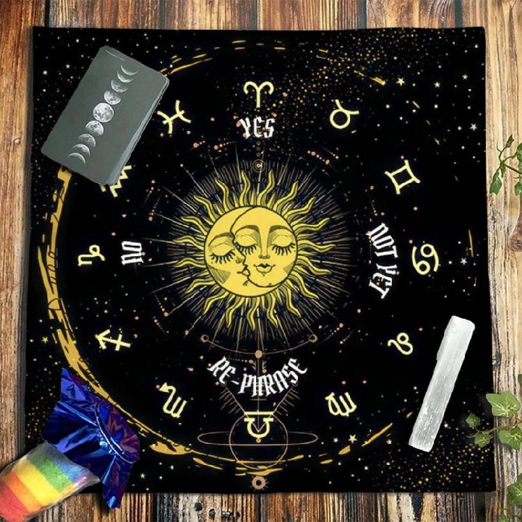 Tarot Card Tablecloth 12 Constellations Divinations Cards Table Cloth Tapestry