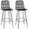 Bar Stool 2 Pcs Black 44 X 55 X 109 Cm Rattan and Steel