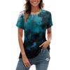 Women's Fashion Sky Print Fashionable Versatile Slim Fit Short Sleeve T-shirt Top