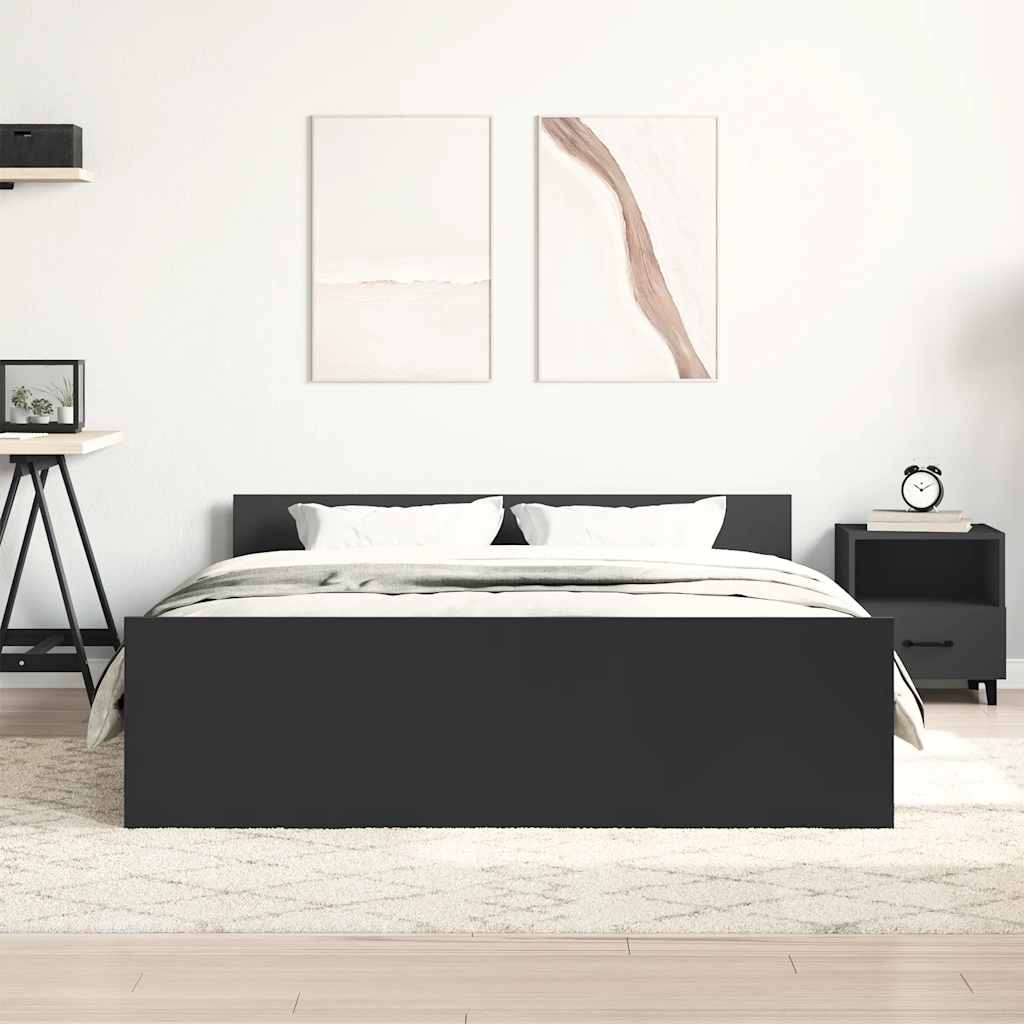 Vidaxl Rama Łóżka Z Wezgłowiem I Zanóżkiem, Czarna, 120X190 Cm