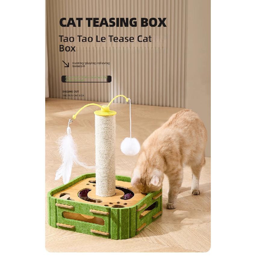 Cat Maze Box Hide Seek Toy, Self Entertainment Cat Scratcher, Durable Bite Resistant Interactive Pet Play Supplies