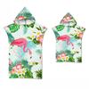 Flamingo Strandtuch Schnelltrocknend Kapuzenmantel Neoprenanzug Erwachsene Kinder Große Handtücher Eltern-Kind-Poncho Bademantel für Schwimmen Surfen