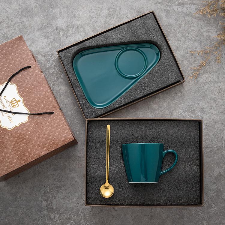 

Elegant Ceramic Coffee Cup Set with Spoon & Dessert Plate - Perfect for Afternoon Tea 240ml