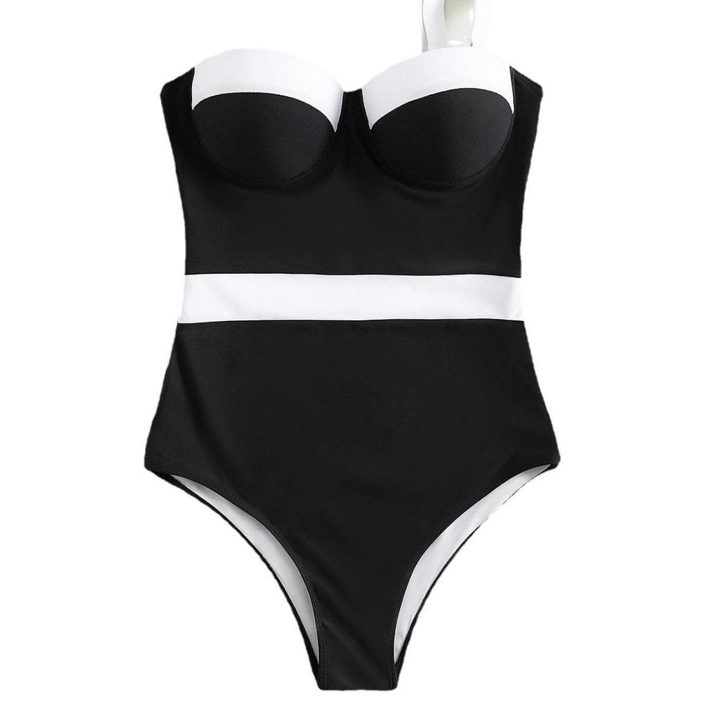 Evropské a americké jednodílné plavky se šněrováním a vycpávkami na prsou - Sexy bikiny styl dámské plážové oblečení
