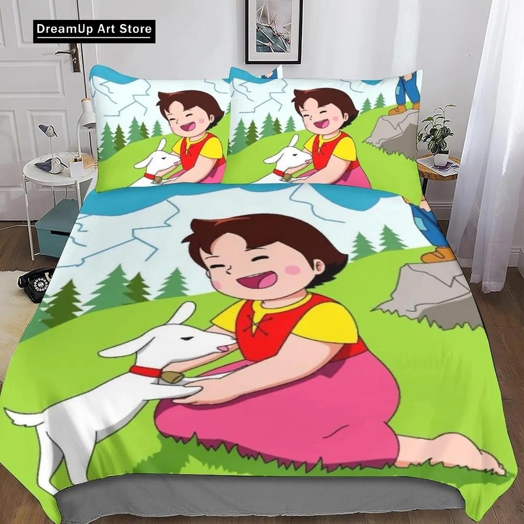 3D Print Anime Heidi, Girl of the Alps Bedding Set Single Twin Full Queen King Size Bed Set Adult Kid Bedroom Duvet Cover Sets