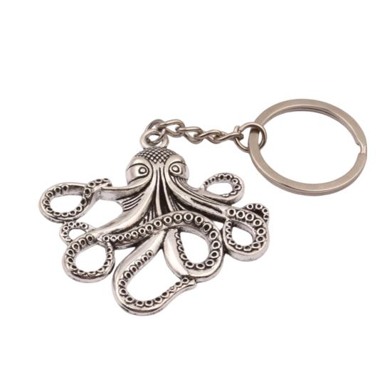 Keychain Pendant Octopus Design Multi-Tentacled Ocean Charm Alloy Key Chain Compact Size Backpack Bag Accessory