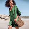 Caftan de plajă bikini cu decolteu în V din bumbac bambus european-american - Haine de plajă de vacanță cu protecție solară