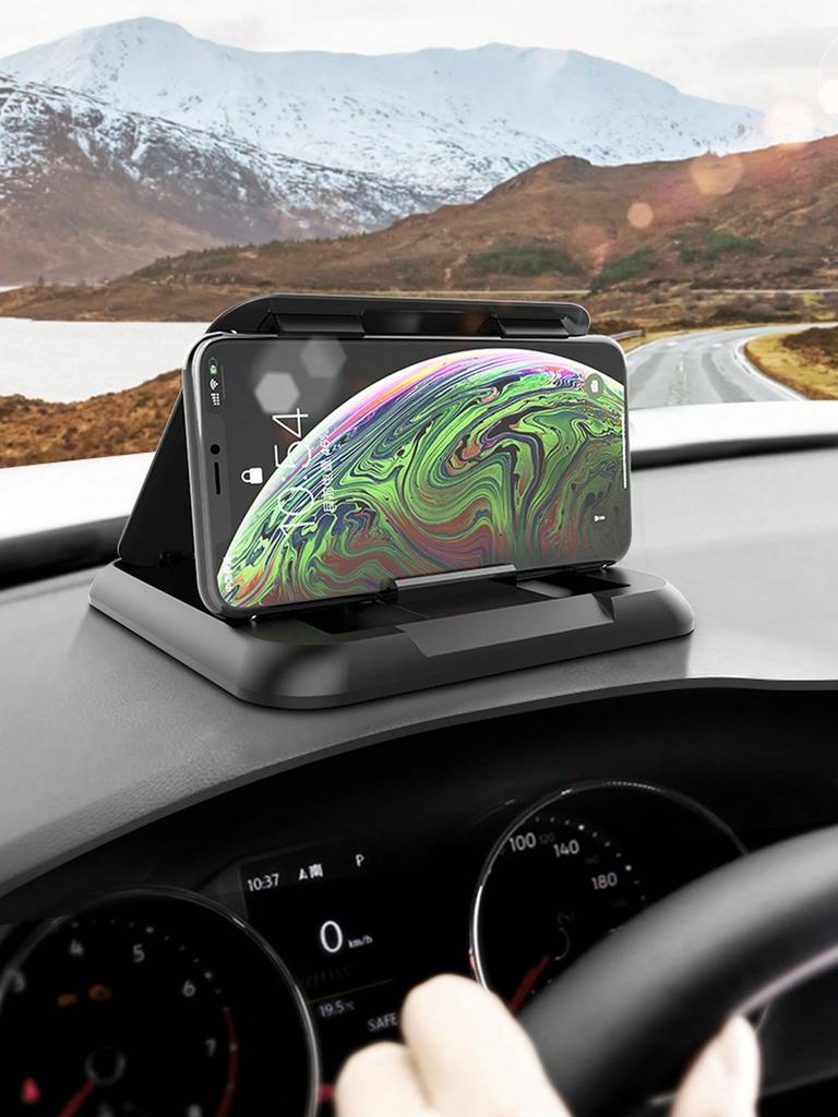 Carbon Fiber Car Phone Holder – Heat-resistant Silicone Base, 3-Angle Adjustable Spring Slot, Shockproof & Reusable, Universal