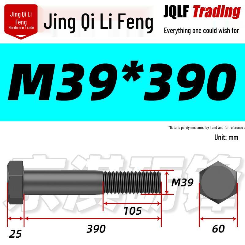 M27-M39 Grade 12.9 Blackened Half-Thread Hexagon Bolt