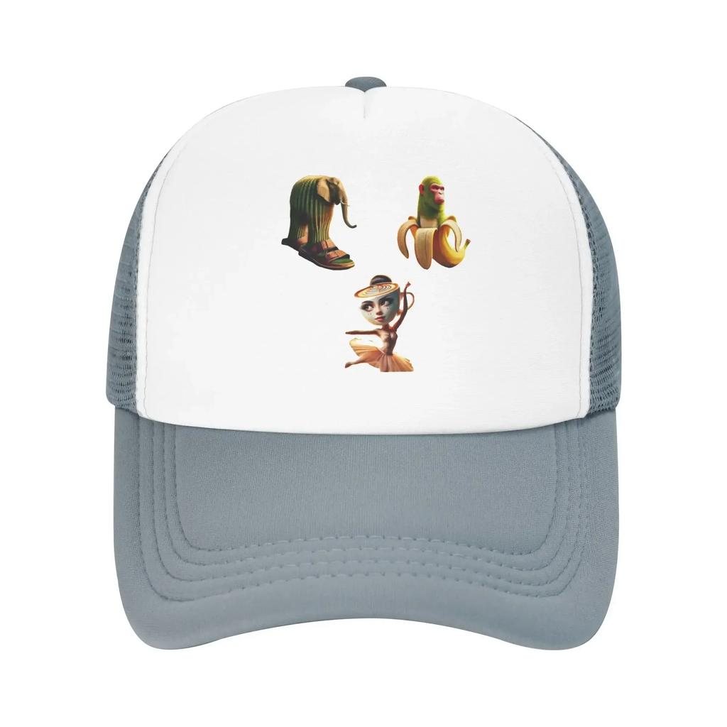 Italienische Brainrot Charakterkombinationen 3 Elefant Sport Netz Baseballkappen Für Herren Frühling Männlich Strand Golfmütze Schirmmütze