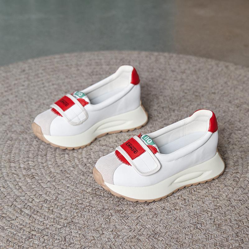 

Fujin 6 см 2024 г. Эластичная ткань Микрофибра Кожа Весна Хорошо облегающие осенние туфли-лоферы с круглым носком Удобные контурные туфли Lightweiget 39 красный