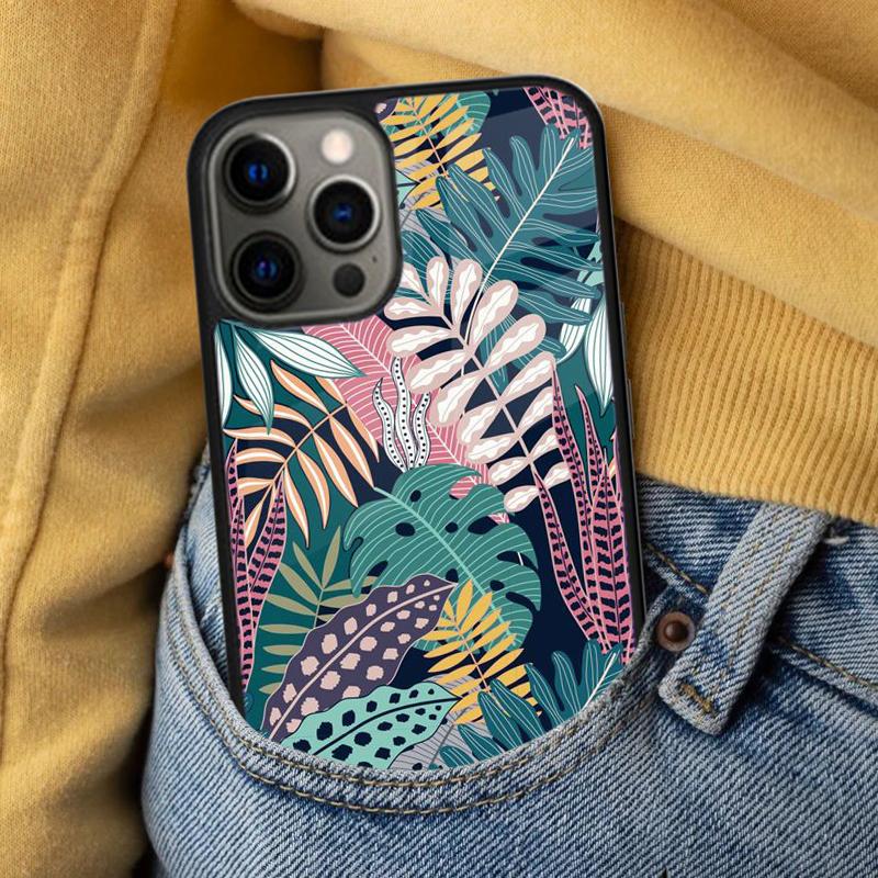Retro Banana Leaf Plant Soft Phone Case for iPhone 17 Air 16e Pro max 15 Pro 13 14 Plus 11 12 MagSafe Magnetic Coque