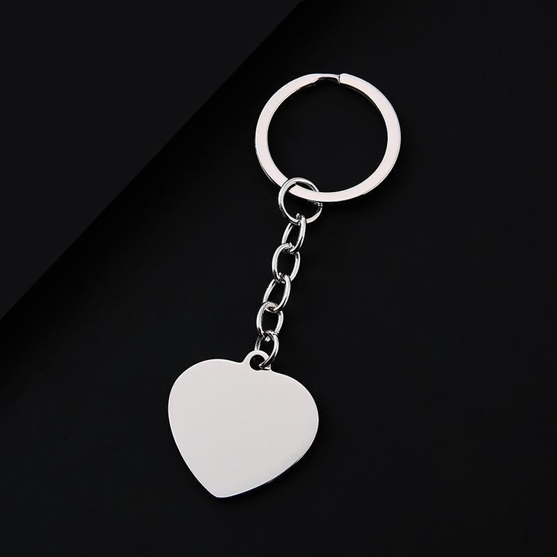 Heart-Shaped Stainless Steel Metal Keychain with Laser Engraving